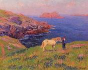 亨利 莫雷 : Cliff at Quesant with Horse